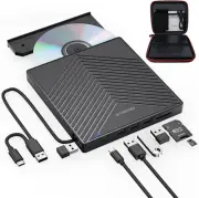 External CD DVD Drive Ultra Slim CD Burner USB 3.0 with 4 USB Ports