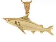 10k or 14k Yellow Gold Polished Sea Life Fishing Stunning Shark Design Pendant