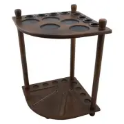 Pool Snooker Billiard Table Corner Cue Stand Rack Drink Ball Holder Walnut