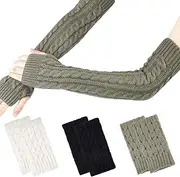 [HWJPDMBD] 3 Pairs of Women's Arm Warmers, Wool Pulse Warmers, Knitted Half Fingerless Gloves, Women's Pulse Warmers, Knitted Hand Warmers, for Girls, Winter Weaving Arm Warmers, Universal, One size