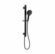 Ikon Kara Black Round Hand held Sliding Shower Rail - Bottom water inlet