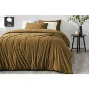 Aesop Stone Wash 100% Cotton Quilt Cover Set - Mustard, Queen - Queen