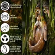 Garden decorations Exquisite wood carving Vibrant colors Tree face garden decor