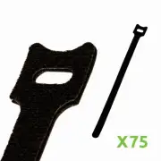 10 Inch Hook and Loop Reusable Strap Cable Cord Wire Ties 75 Pack Black