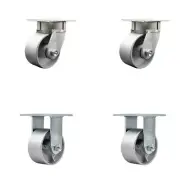 4 Inch KP Semi Steel Cast Iron Caster Set with Bronze Bearings 2 Swivel 2 Rigid