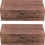 Cabilock 2pcs Solid Wood Storage Box Crafts Home Accents Decor Makeup Boxes Organizer Pirate Treasure Chest Antique Decor Sundries Container Man Wooden Rectangle Savings Box