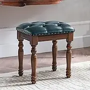 Dressing Table Stool, Soft Padded Vanity Stool 15.7”L x 11.8”W x 17.7”H, Makeup Chair for Bedroom, Vintage Footstool, for Living Room Vanity Bedroom (Color : Blue