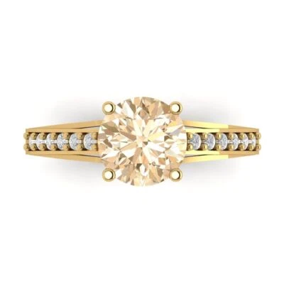 2.21Ct Round Cut Natural Morganite Solid Gold Engagement Promise Statement Ring