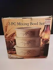 Vintage Lincoware 3pc Mixing Bowl Set. Happy Geese.