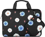 MOSISO Laptop Sleeve Compatible with MacBook Air/Pro, 13-13.3 inch Notebook, Compatible with MacBook Pro 14 inch 2021 M1 A2442, Calliopsis Flower Neoprene Carrying Bag with Handle & Small Case, Black