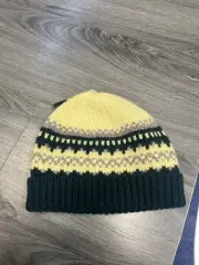 BURBERRY WOOL/CASHMIRE KNIT BEANIE YELLOW / GREEN NEW W TAGS