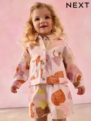 Multi Pastel 100% Cotton Printed Shacket and Shorts Set (3mths-7yrs) (E25127) | $46 - $55