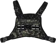 Sports Chest Bag Men, Adjustable Front Vest Training Bag with Multiple Pockets, Lightweight Outdoor Running Pack for Mobile Phones Headphones Wallets, Oxford Cloth Material, Black, C, Refer to