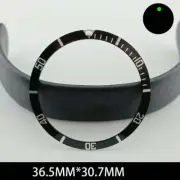 Green Lume Aluminum Watch Bezel 36.5/30.7mm Black with White Font Watch Part
