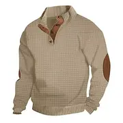 Men's Sweatshirt Black White Army Green Khaki Gray Standing Collar Plain Patchwork Daily Holiday Going out Polyester Streetwear Casual Spring Fall Clothing App