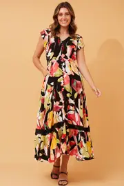 MOROCCO LEAF PRINT MAXI DRESS