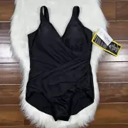 Miraclesuit Women's Size 16 W Black Oceanus One Piece Swimsuit