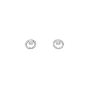 10mm Sterling Silver Open Circle Stud Earrings with Cubic Zirconia