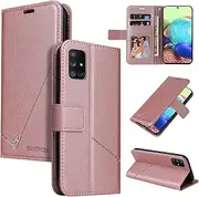 Compatible with Samsung Galaxy A71 4G Wallet Phone Cover,Compatible with Samsung Galaxy A71 5G Kickstand Magnetic Closure Flip Case Pink