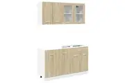 vidaXL Kitchen Cabinet Set 4 Piece Chipboard Storage Cupboard Multi Colours