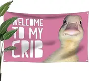 Welcome to My Crib Tapestry | Man Cave Funny Flags | Parties Supplies Yard Signs, Versatile Wall Decor Banner for Bedroom, Living Room
