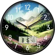 Digital Large Display Silent Wall Clock with Temperature Date Mountain Flower...