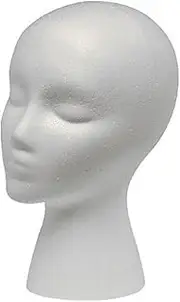 Foam Wig Head Female White 11.02inch Hat Glasses Wig Display Head Training Mannequin Heads for Makeup Tattoo Hairstyling, Stand, Mannequin