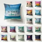 Summer Beach Pillowcase Blue Sea Landscape Cushion Cover Palm Tree Print Waist