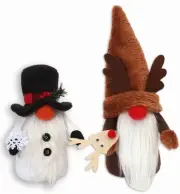Christmas Gnomes Plush Decoration 2 Pcs: Swedish Tomte Gnomes Reindeer & Snowman