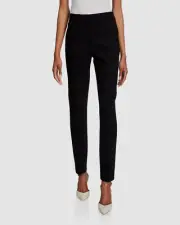 $990 Oscar De La Renta Women's Black Mid Rise Flat Front Cropped Wool Pants 16