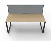 RAPIDLINE DELUXE LOOP LEG WORKSTATION With Screen 1 Person Single Sided W1500 x D750 x H730mm Natural Oak Top Black Frame