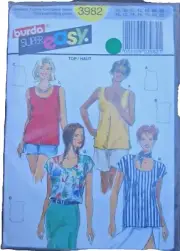 Burda 3982 UNCUT Sewing Pattern, Misses' Tops, Size 10-22