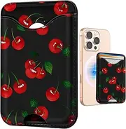 [Kokaade] Compatible with Magsafe Wallet Magnetic Card Holder - Phone Wallets for Women Teen Girls Cute Pattern for iPhone 16/15/14/13/12 Series Slim for Apple Mag RFID Magnet, Cherry, Cherry