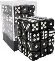 Bescon 12mm 6 Sided Dice 36 in Brick Box, 12mm Six Sided Die (36) Block of Dice, Marble Black