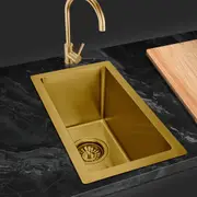 ACA 45x25CM Handmade Stainless Steel Single Nano Kitchen Bar Sink Brushed Yellow Gold Basin