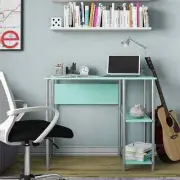 Student Computer Desk College Dorm Light Blue/Metal Shelves Storage Compact New