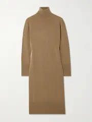 [Joseph] Joseph - Cashmere Turtleneck Midi Dress - Brown - large large Brown