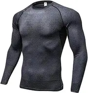 [SANANG] Men's Compression Base Layer Long Sleeve Running Top Sport Quick Dry T-Shirts (Black)