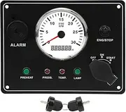 Boat Gauge Panel, Multifunction Tachometer Panel 3000RPM, Engine Generator Set Oil Pressure Water Temperature Alarm Engine Gauge Panel (12V)