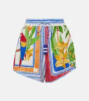 [Farm Rio] Farm Rio Tropical Destination linen-blend crochet shorts AU 6 multicoloured