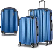 Luggage Set 3Pcs Blue Trolley Suitcase Hand Luggages Hard Case Shell, Storage Or