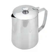 Stainless Steel Milk Pitcher, 350ml with Lid, Coffee Cup Mug Milk Frothing Pi...