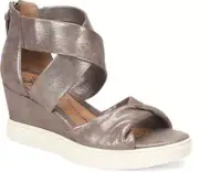 Women's Sofft Sanielle Mettalic Taupe Wedge Size 6.5 Medium New In Box