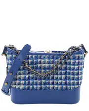 Chanel Blue Leather Tweed Small Gabrielle Hobo Bag (Authentic Pre-Loved)