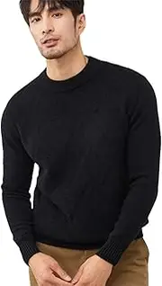 [Zadaos] Solid Goat Cashmere Sweater Men's Pullovers Casual Thick Jacquard Shirt Knit Jacket Black XXL