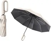 [Fiohiros] Compact Umbrella Windproof Strong with Auto Open Close, Travel Umbrella with Carabiner Handle for Sun Rain, Folding Ring Buckle Umbrella for Women Men Outdoor