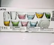Kid’s IKEA DUKTIG 15-Pc Tea Cups & Saucer, Ice Cream Sundae Glasses Pastel NIB