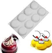 Silicone Cake Mold for Baking，8 Holes 3D Stone Round Shape Silicone Mousse Cake Pop Form,Non-Stick Candy Chocolate Jelly Baking Mould Tray,Pastry Cheesecake Pudding Bread Decorating Tool for Homemade