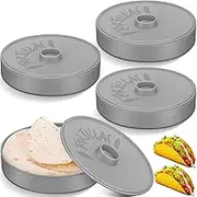 Nuogo 4 Pcs 7.2 Inch Tortilla Warmers Tortilla Holder Tortilla Storage Container Large Taco Warmer with Lid Pancake Warmer for Keeping Tortillas and Pancakes Warm, Microwave and Dishwasher Safe (Gray)