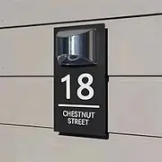 XIAOBAN Custom Solar House Sign,Personalized Modern Address Sign House Numbers for Outside,Custom LED Address Plaque Door Name Plaque Light Up Address Signs for Garden Yard Home (Black)